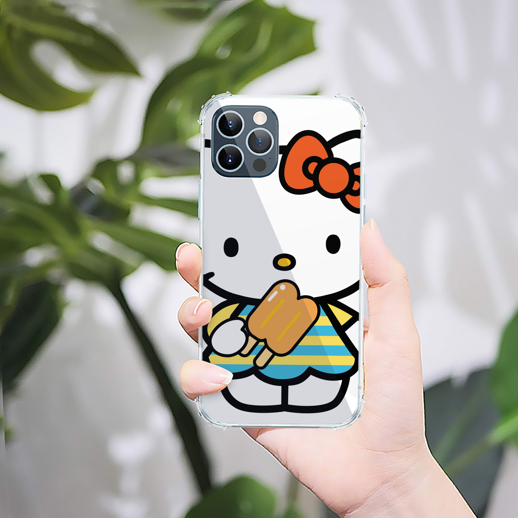 （画像用） Hello Kitty ハローキティ 【iPhone 12シリーズ対応】透明スマホケース（クリアソフトケース）